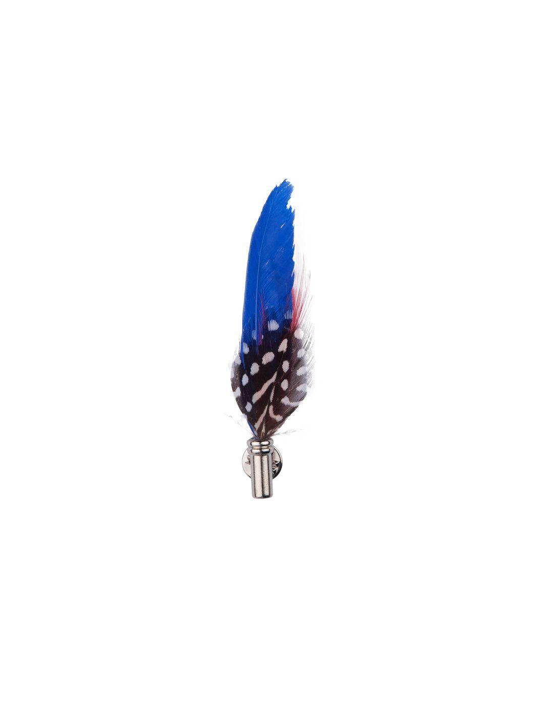 the tie hub men silver-toned & blue feather lapel pin