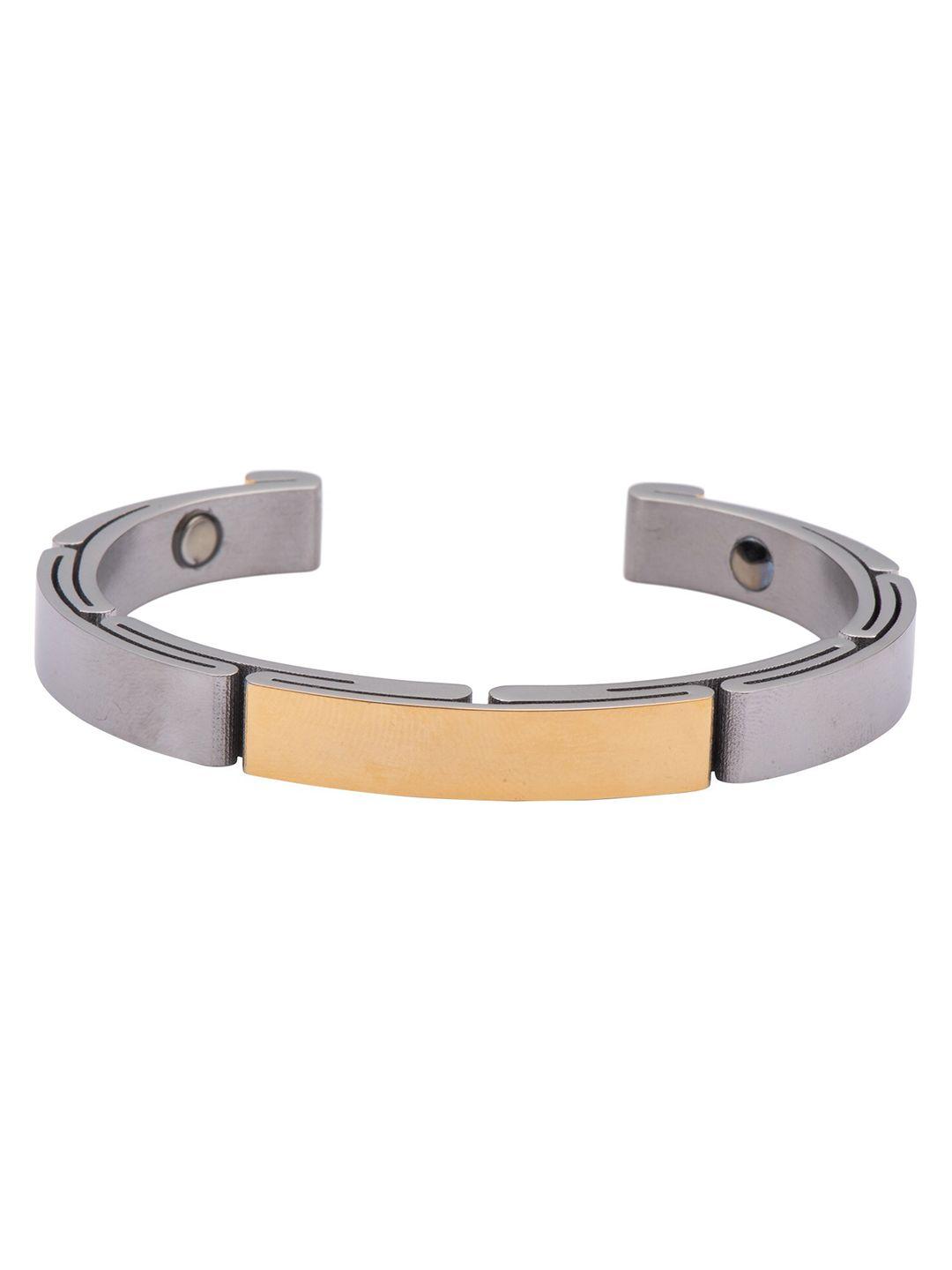 the tie hub men silver-toned & gold-toned cuff bracelet