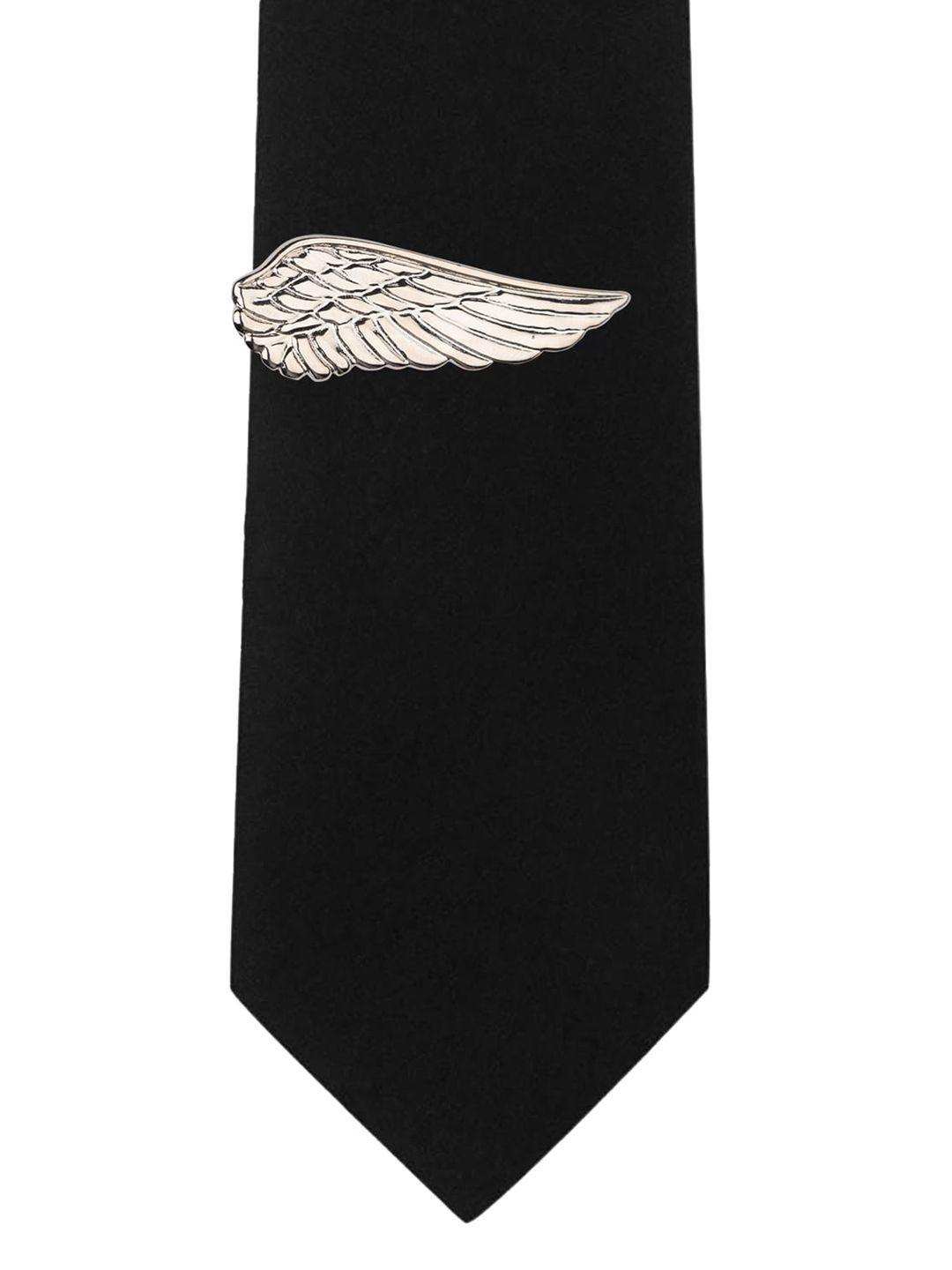 the tie hub men silver-toned wing-shaped lapel pin