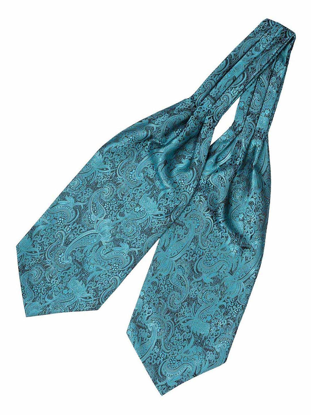 the tie hub men turquoise blue woven design cravat