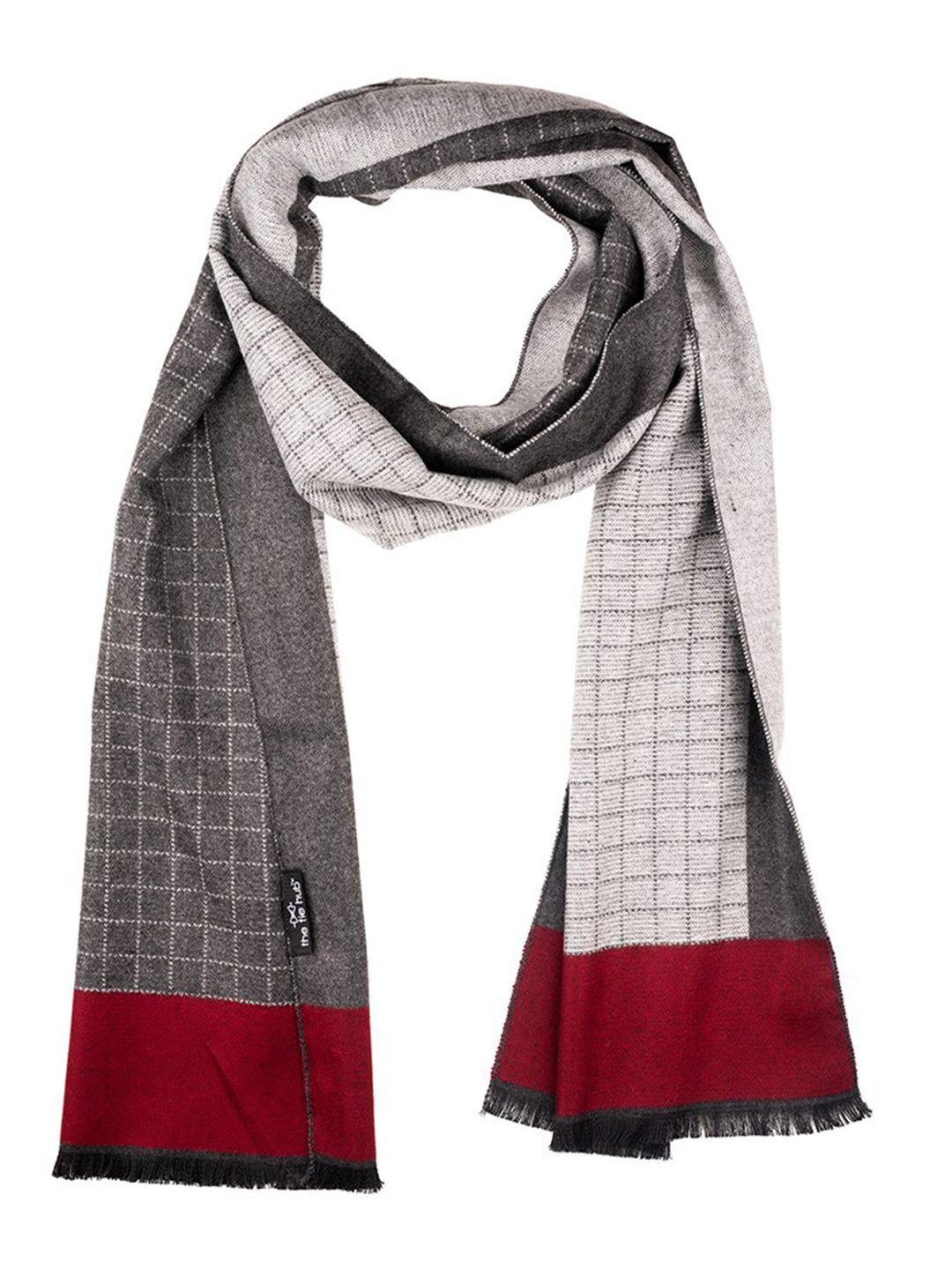 the tie hub men wool checked scarf