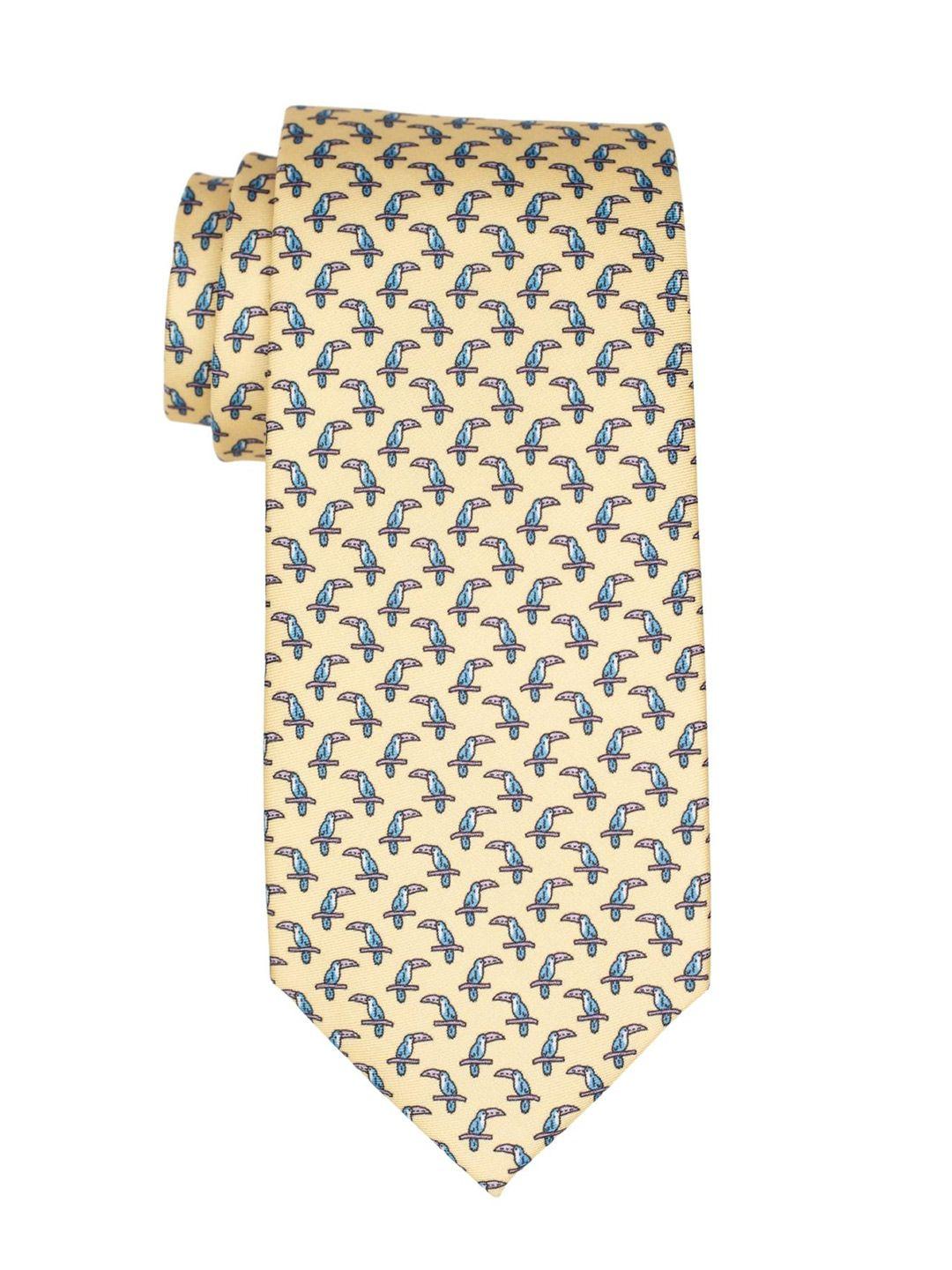 the tie hub men yellow & blue bird italian silk necktie
