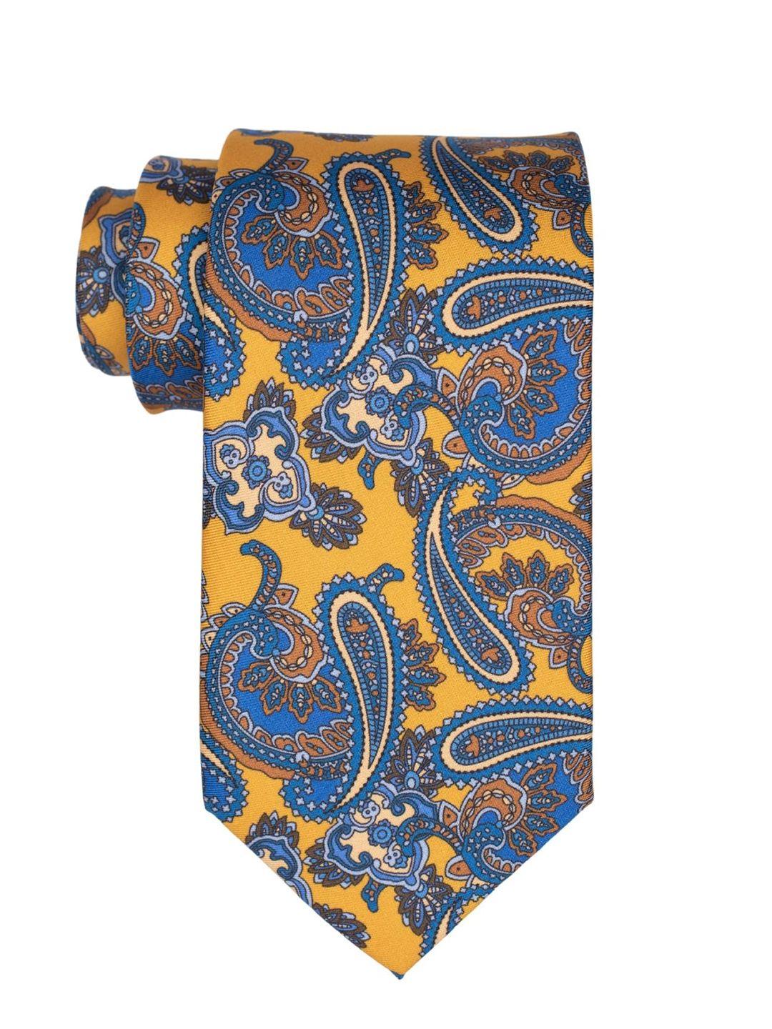 the tie hub men yellow & blue paisley italian silk necktie