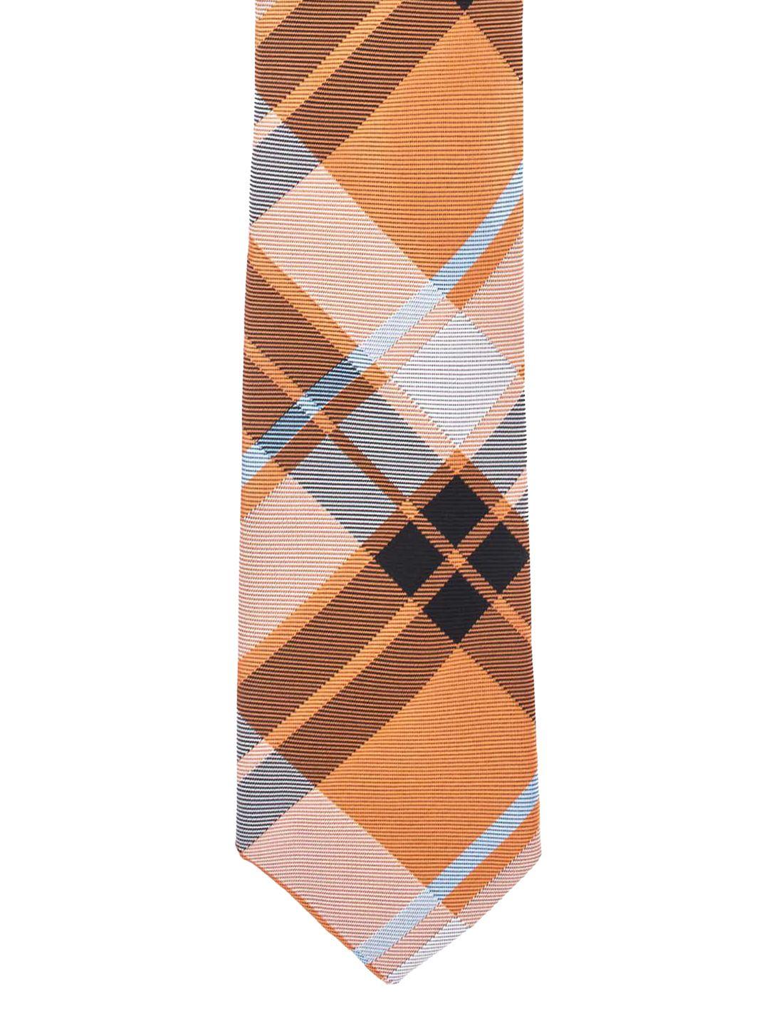 the tie hub orange & black checked broad tie