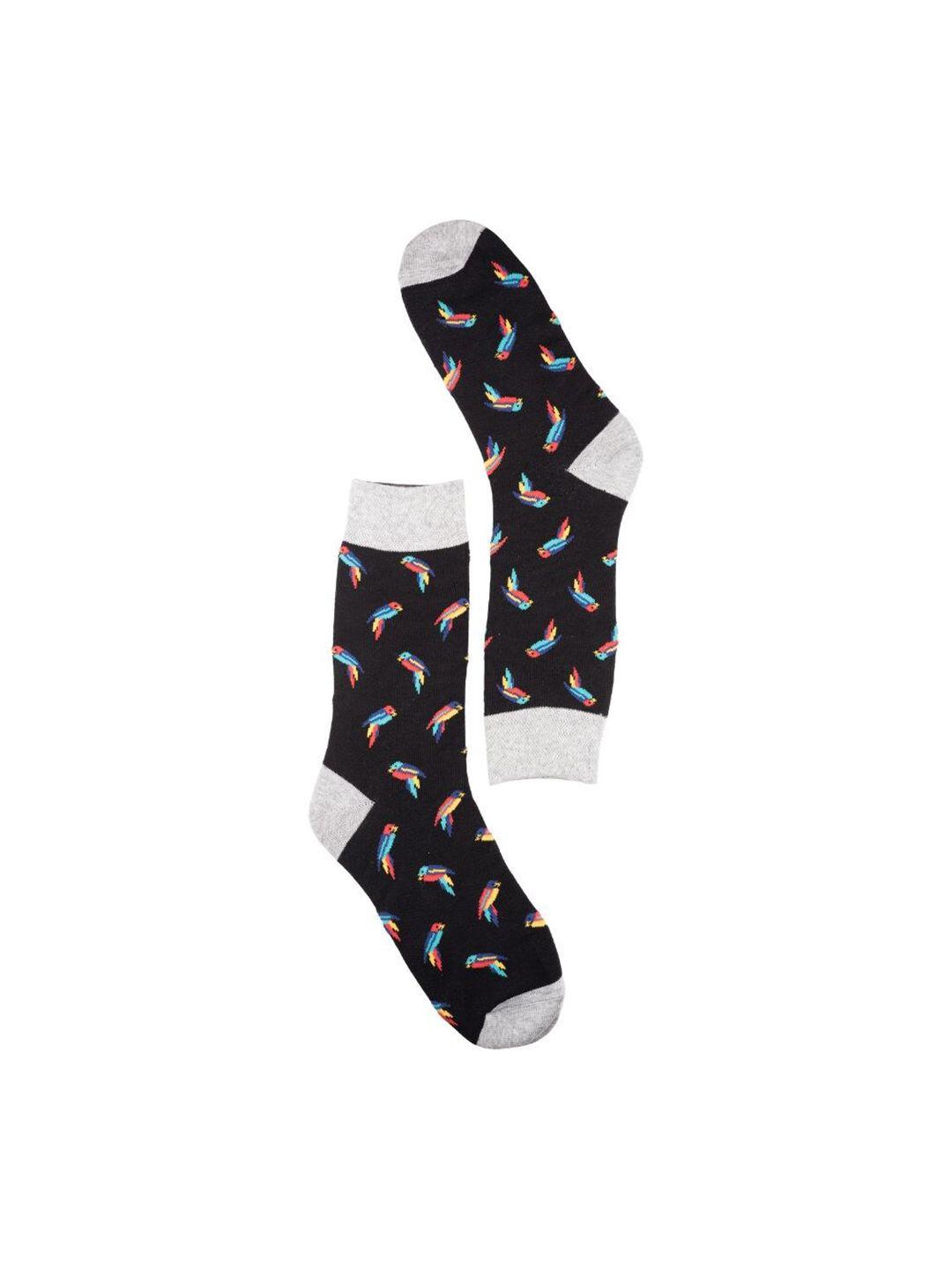 the tie hub patterned calf-length cotton socks