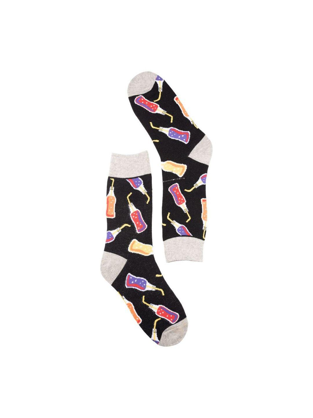the tie hub patterned combed cotton calf-length socks
