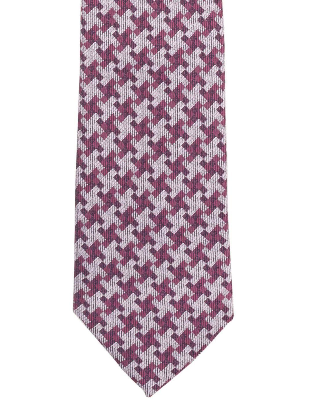 the tie hub purple & beige woven design broad tie