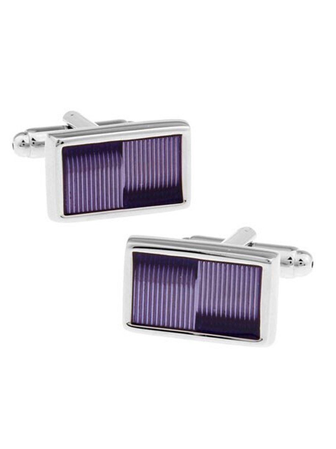 the tie hub purple & silver-toned cufflink