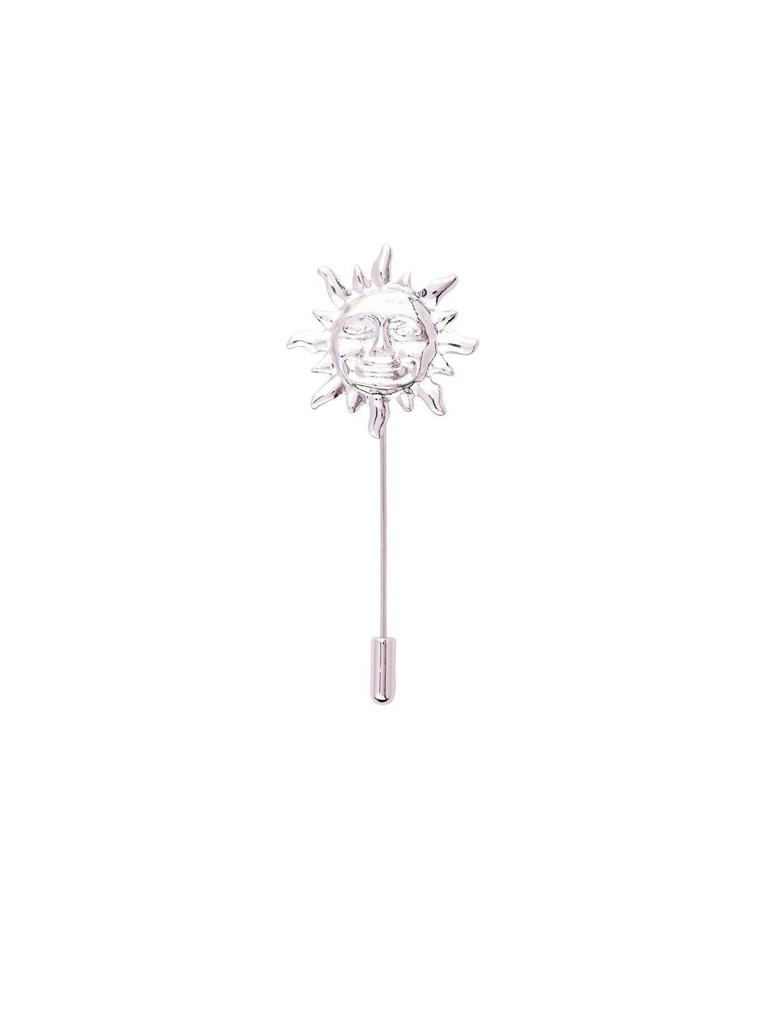 the tie hub silver sun metal lapel pin