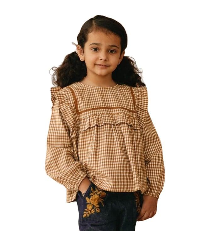the tribe kids mustard checks cozy cottage lina top