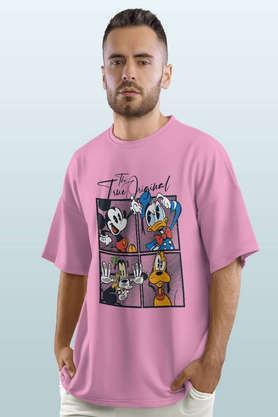 the true mickey friends round neck mens oversized t-shirt - baby pink