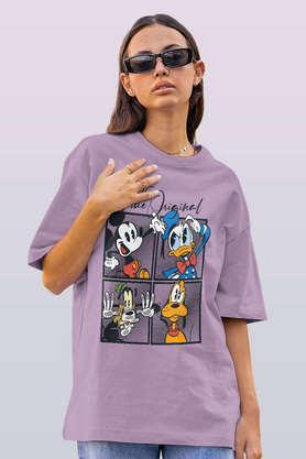 the true mickey friends round neck womens oversized t-shirt - lavender