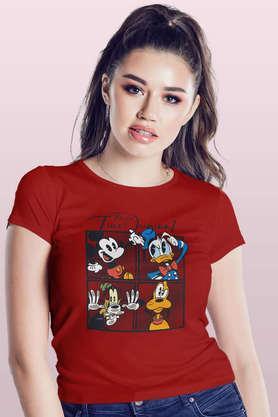 the true mickey friends round neck womens t-shirt - red