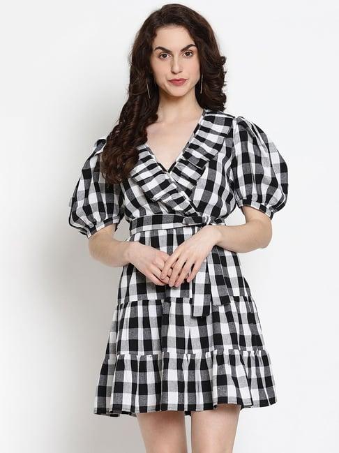 the vanca black & white checks dress