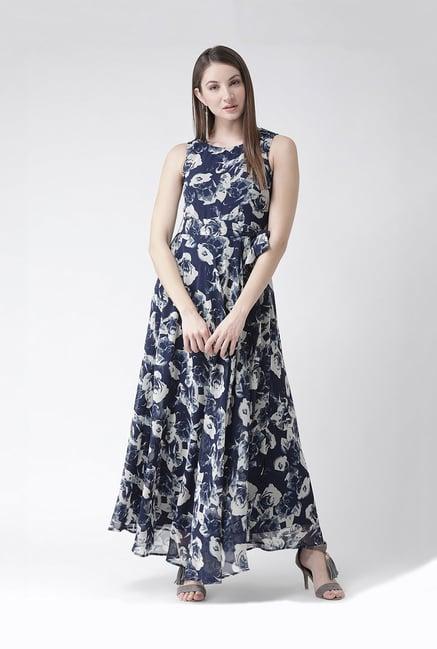 the vanca navy printed maxi dress