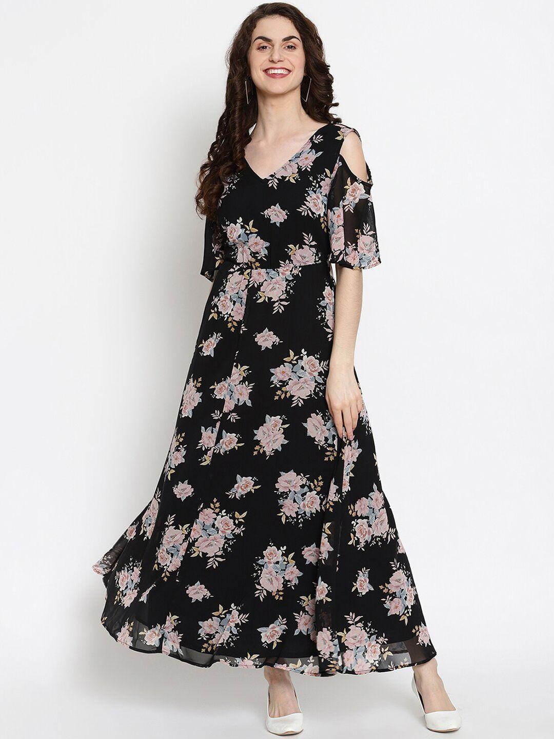 the vanca women black printed maxi dress