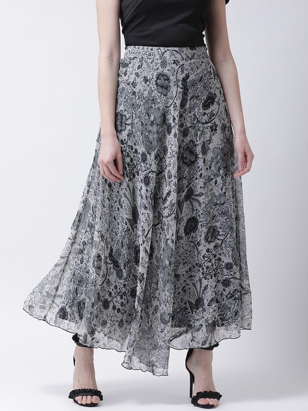 the vanca women grey printed maxi skirt