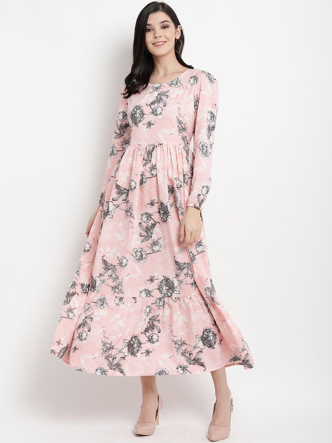 the vanca women pink printed fit and flare dress