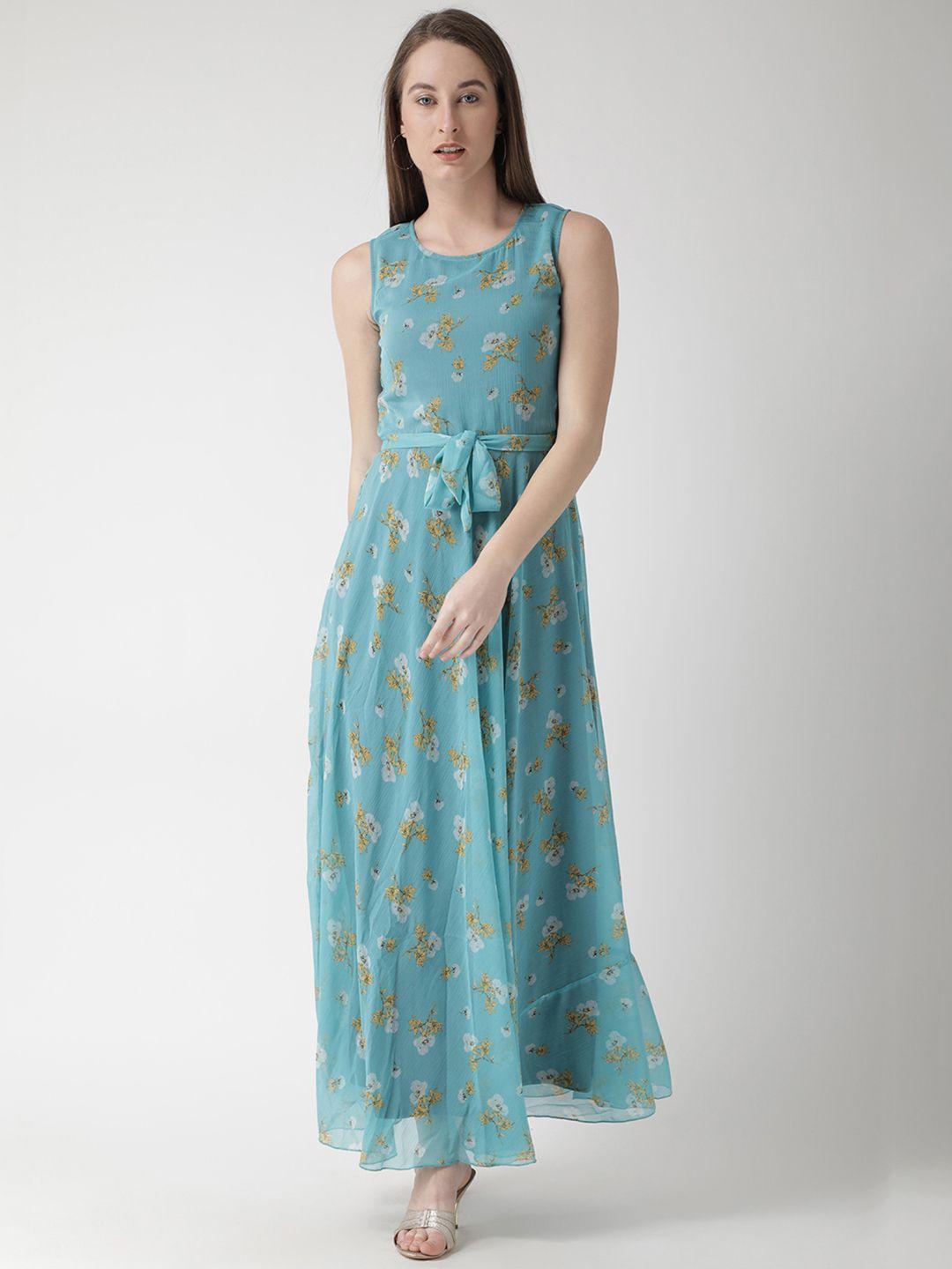 the vanca women teal printed maxi dress