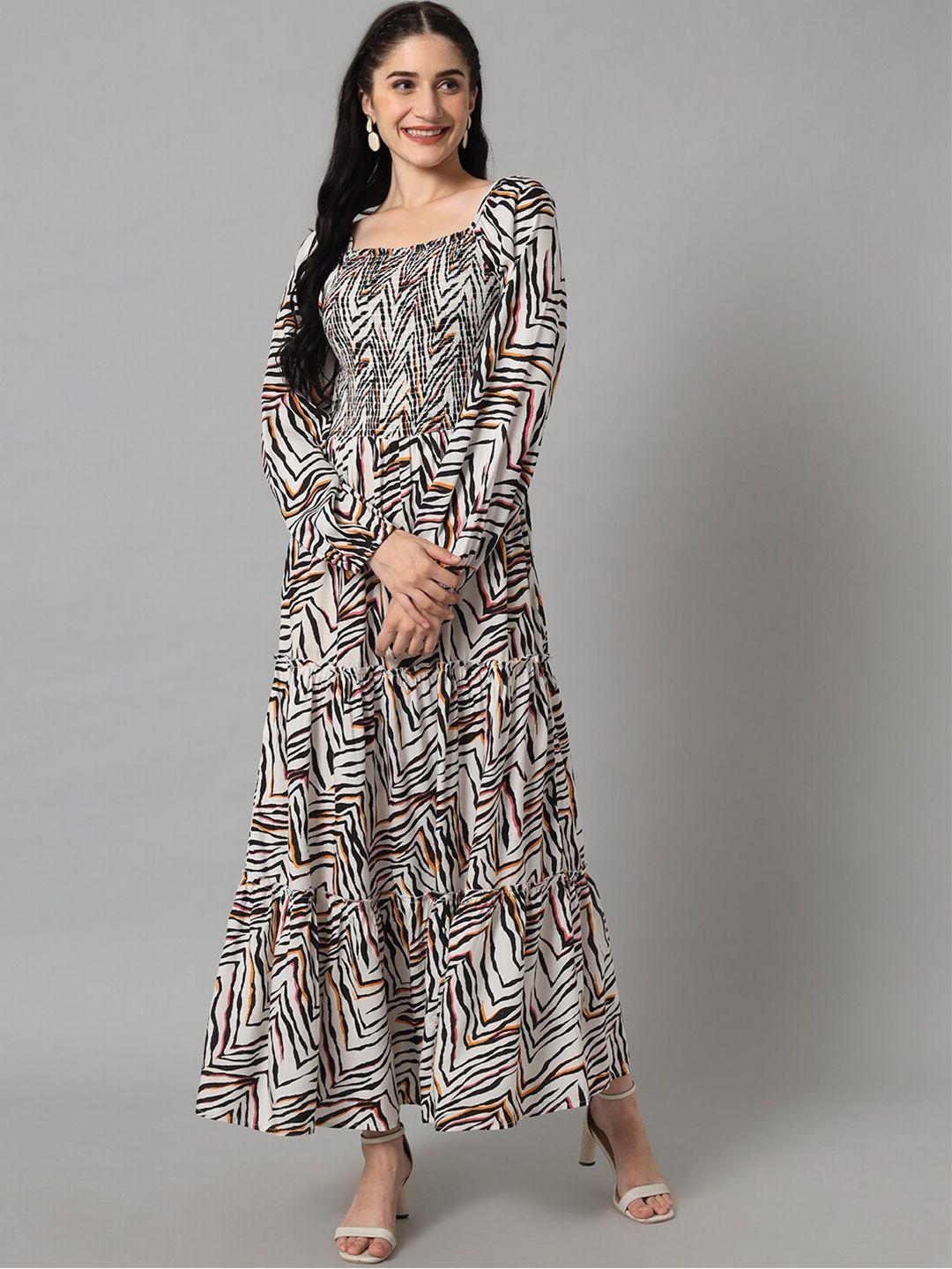 the vanca women white & black animal printed maxi dress