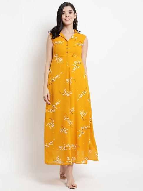 the vanca yellow printed maxi dress