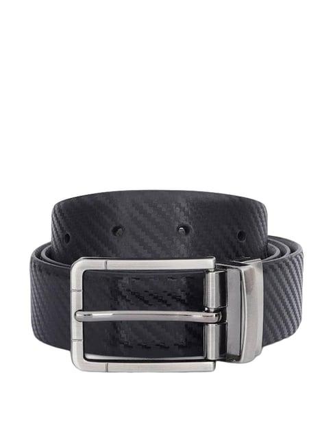 the vertical black & olive leather reversible belt for men