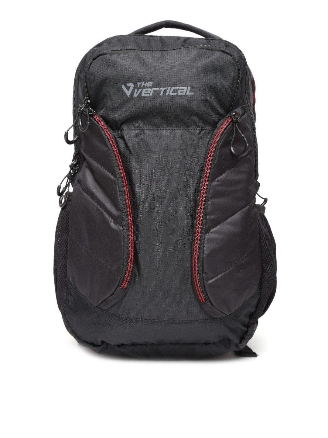 the vertical unisex black water-resistant patterned laptop backpack