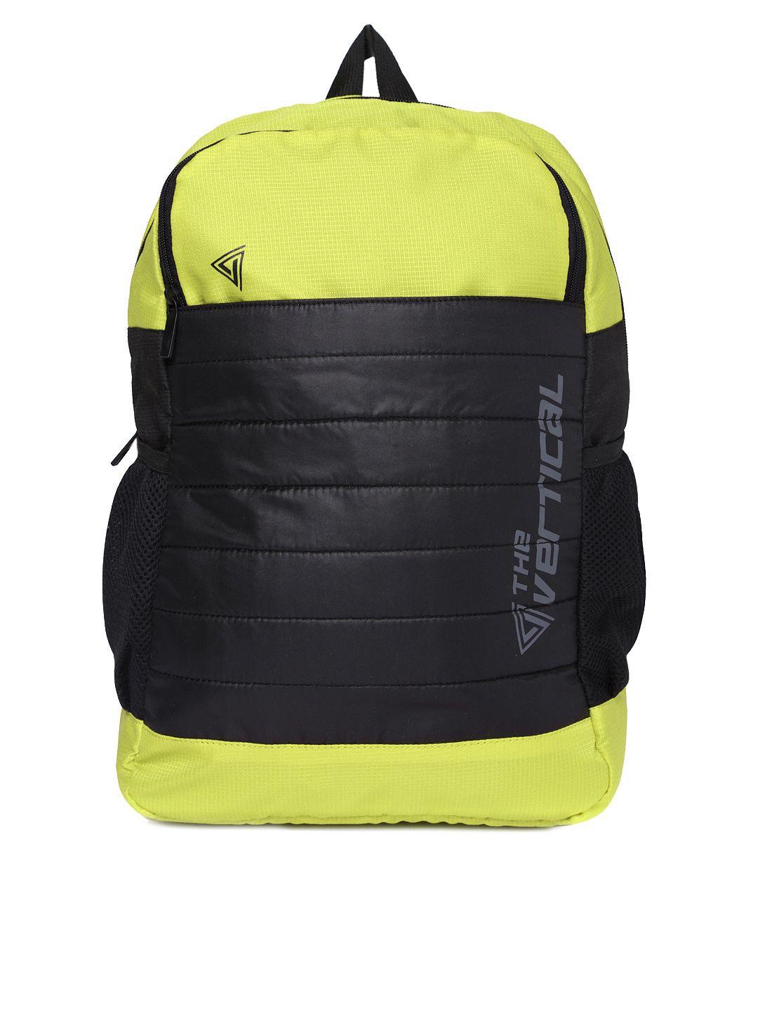 the vertical unisex lime green & black laptop backpack