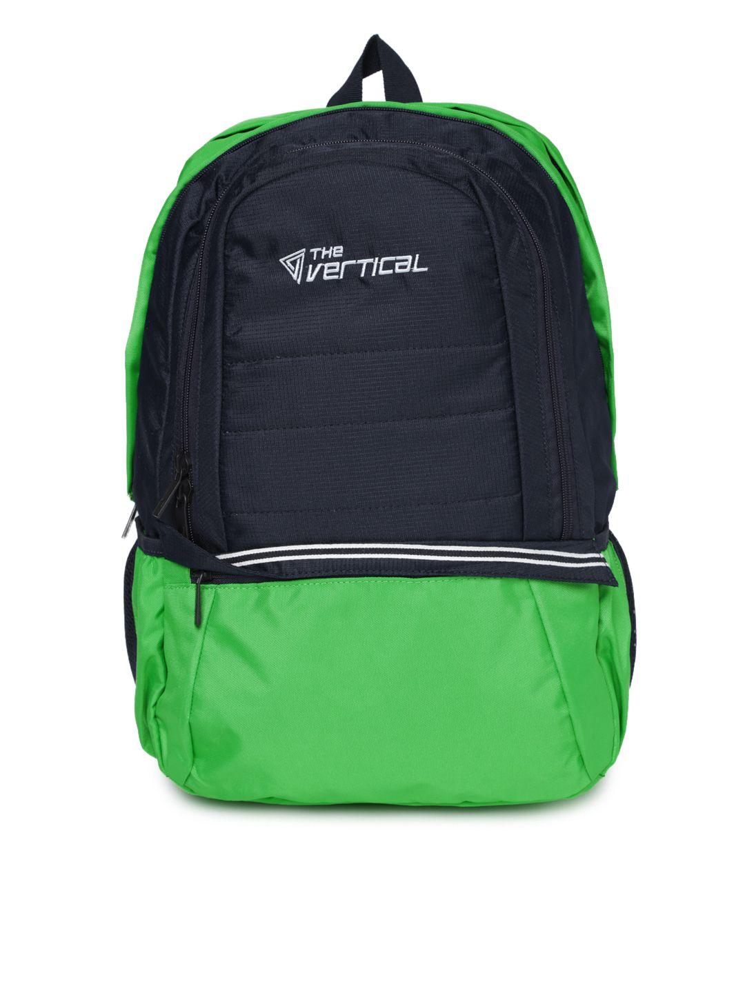 the vertical unisex navy & green laptop backpack