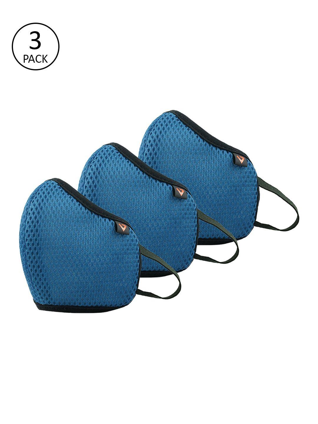 the vertical unisex pack of 3 pcs blue reusable 5-ply protective outdoor masks