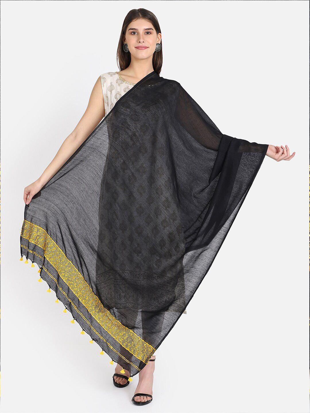 the weave traveller black & yellow woven design dupatta