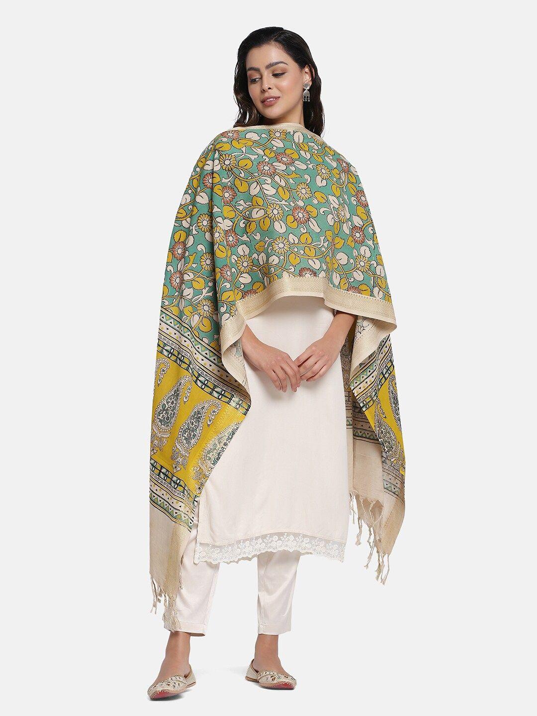 the weave traveller ethnic motifs printed pure cotton kalamkari dupatta