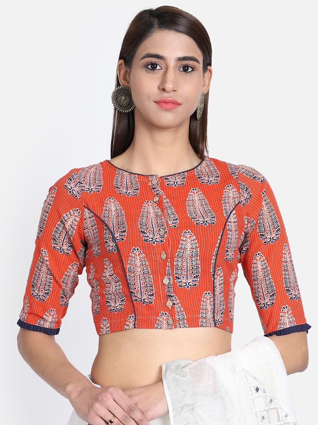the weave traveller printed cotton saree blouse