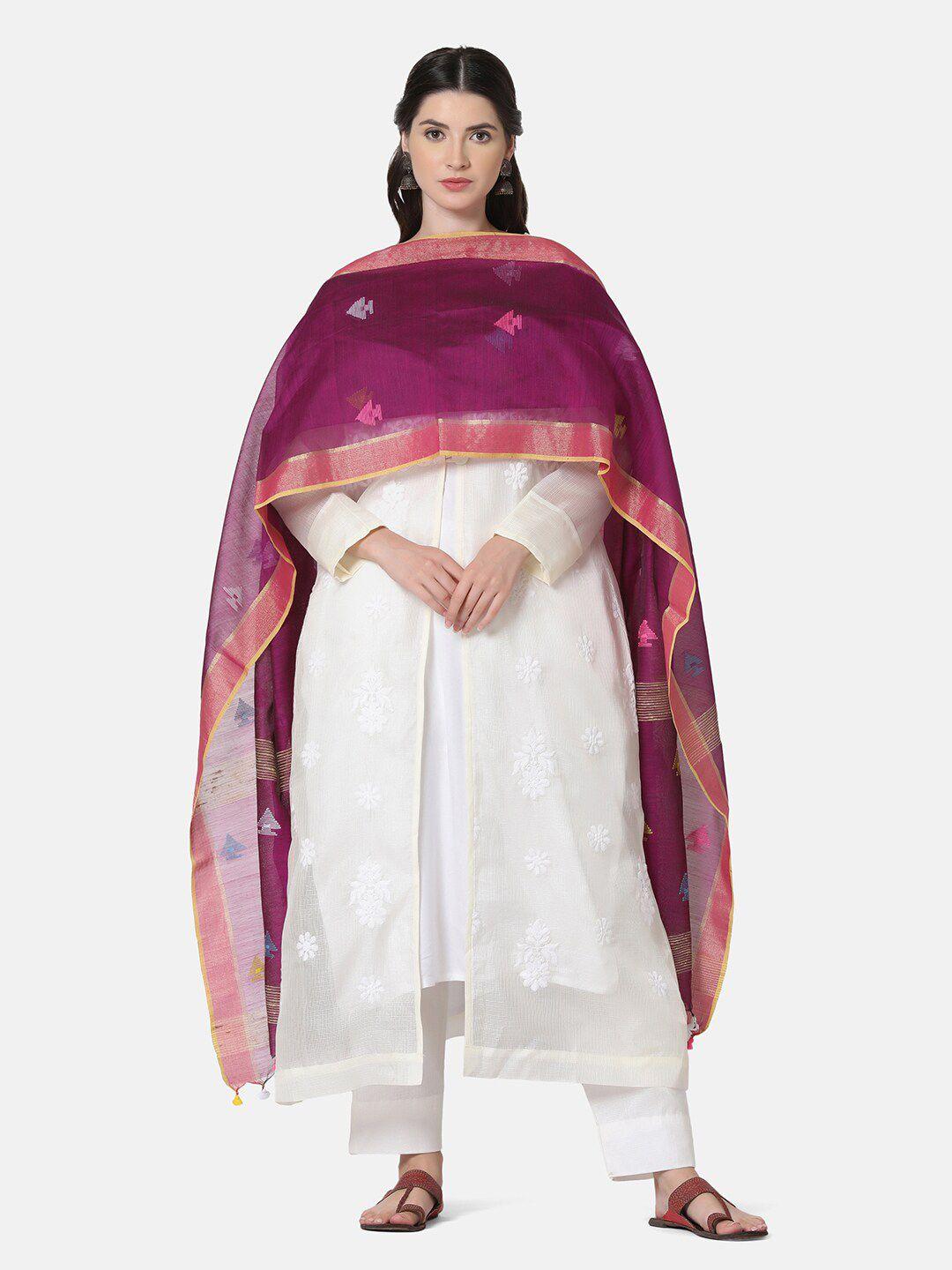 the weave traveller violet & blue woven design dupatta with zari