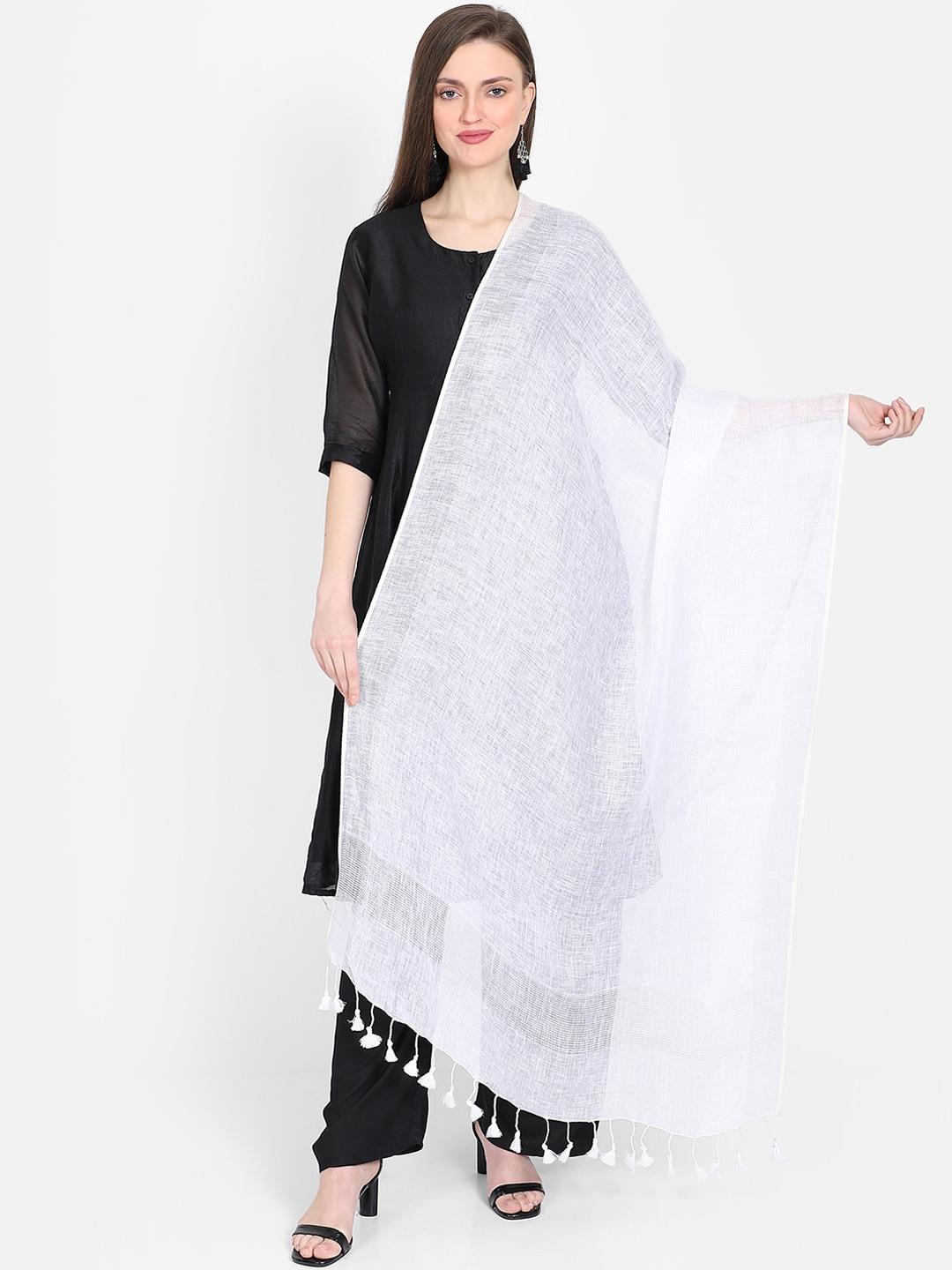 the weave traveller white solid dupatta