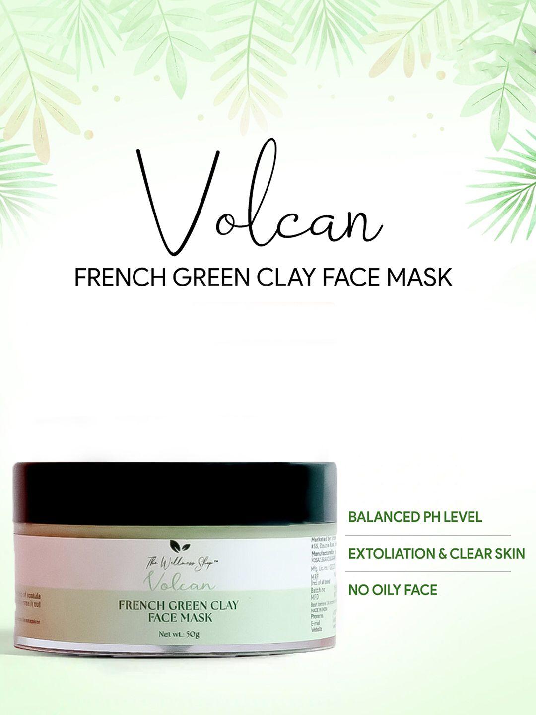 the wellness shop volcan french green clay face mask - 50ml