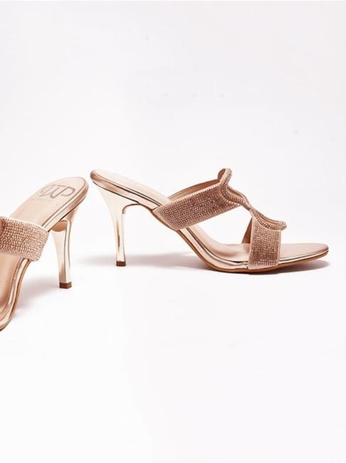 the white pole women's rose gold casual stilettos