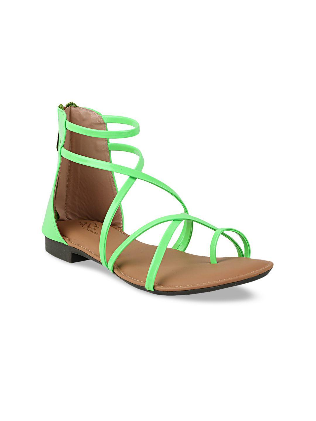 the white pole women green stylish  gladiators