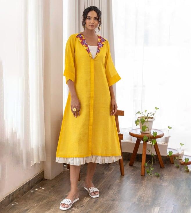 the yellow gypsy yellow & off white massai dress with cami