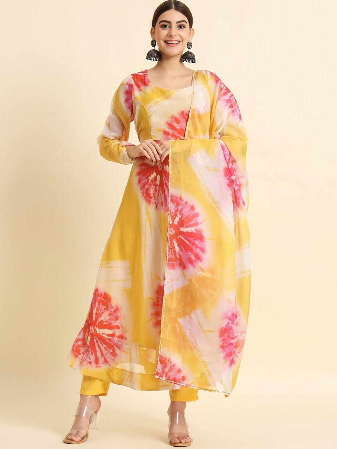 the52 floral printed empire kurta with trousers & dupatta