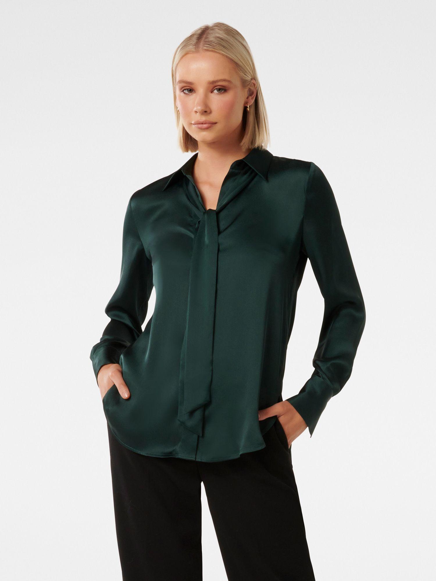 thea tie neck satin shirt