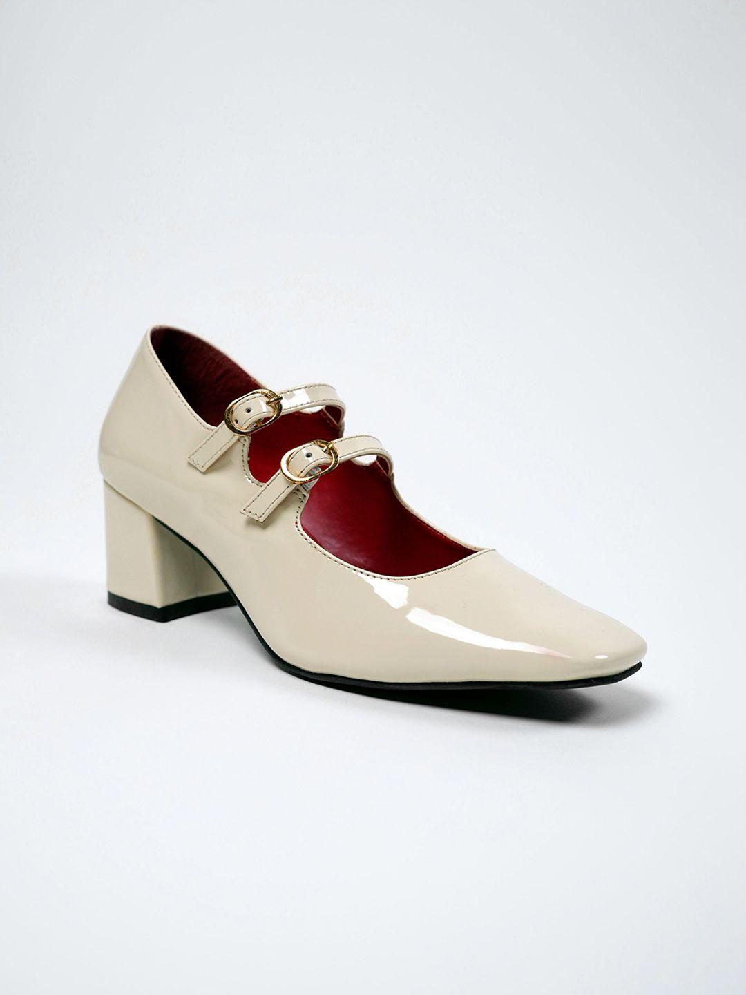 theater kelly swan square toe block pumps with buckles