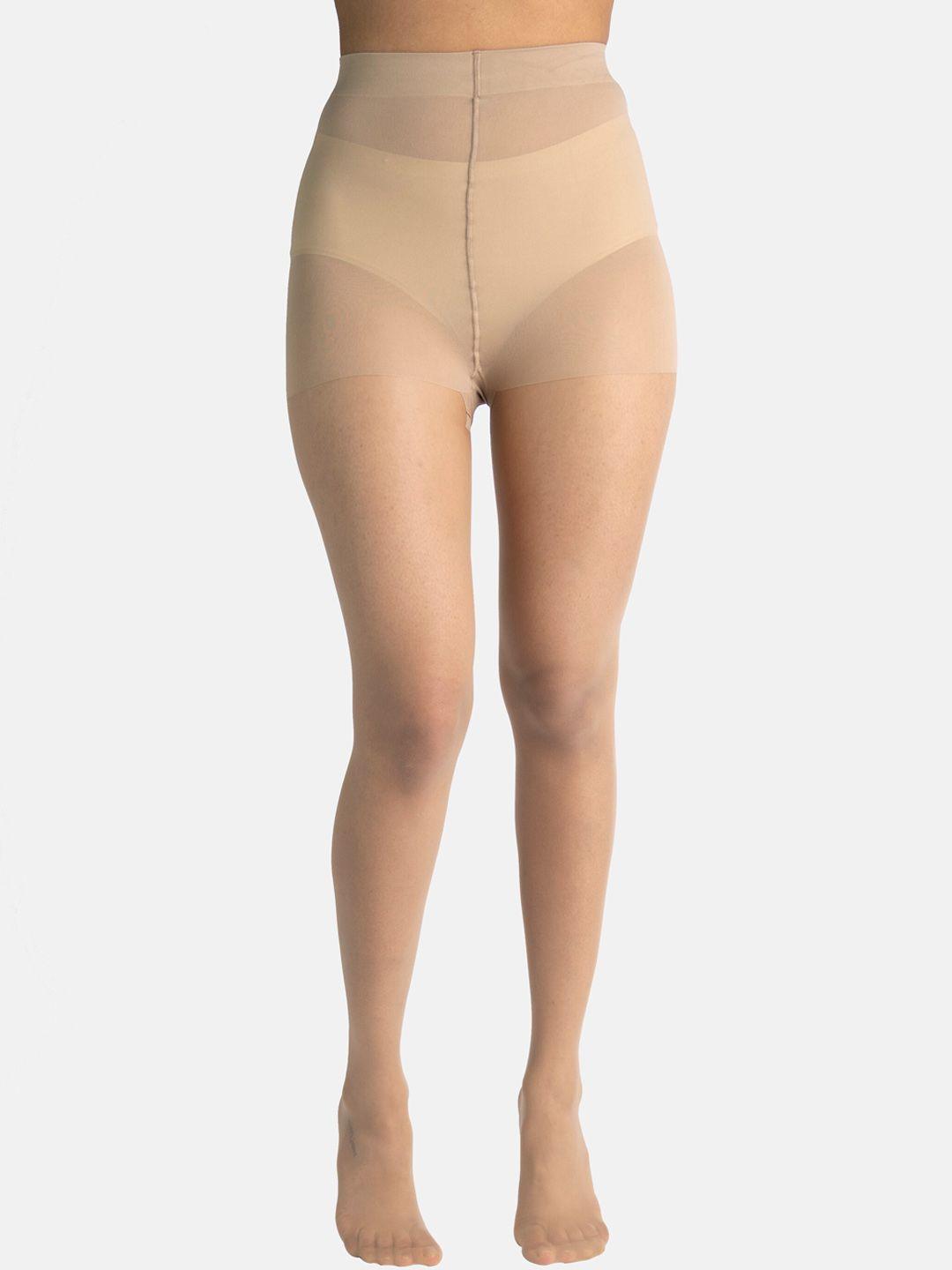 theater women beige solid sheer stockings