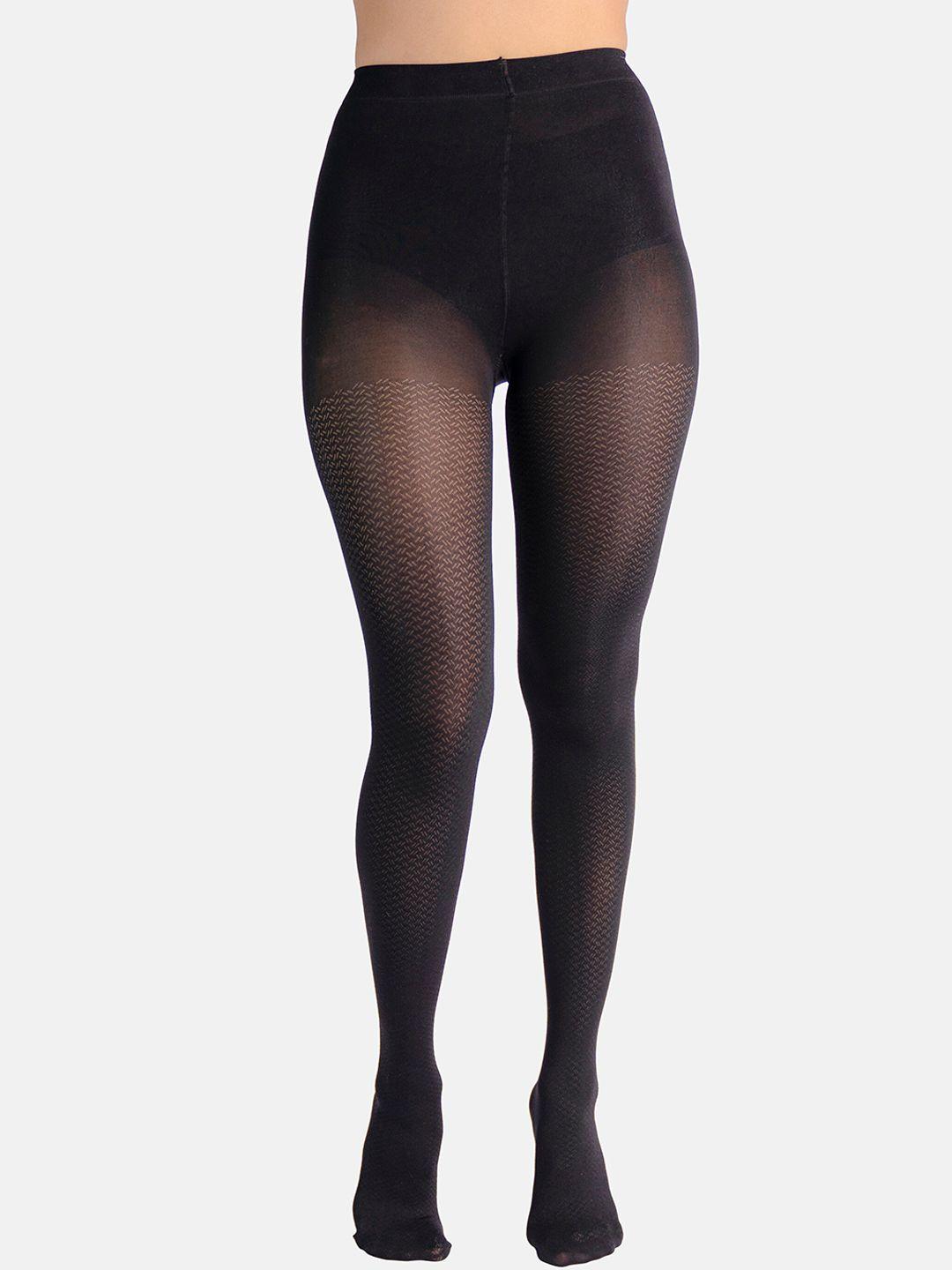 theater women black solid stockings