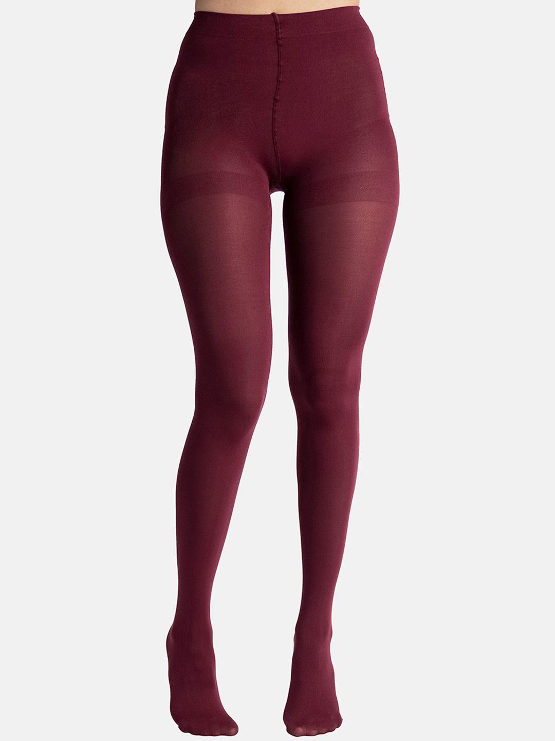 theater women maroon opaque bordeaux stockings