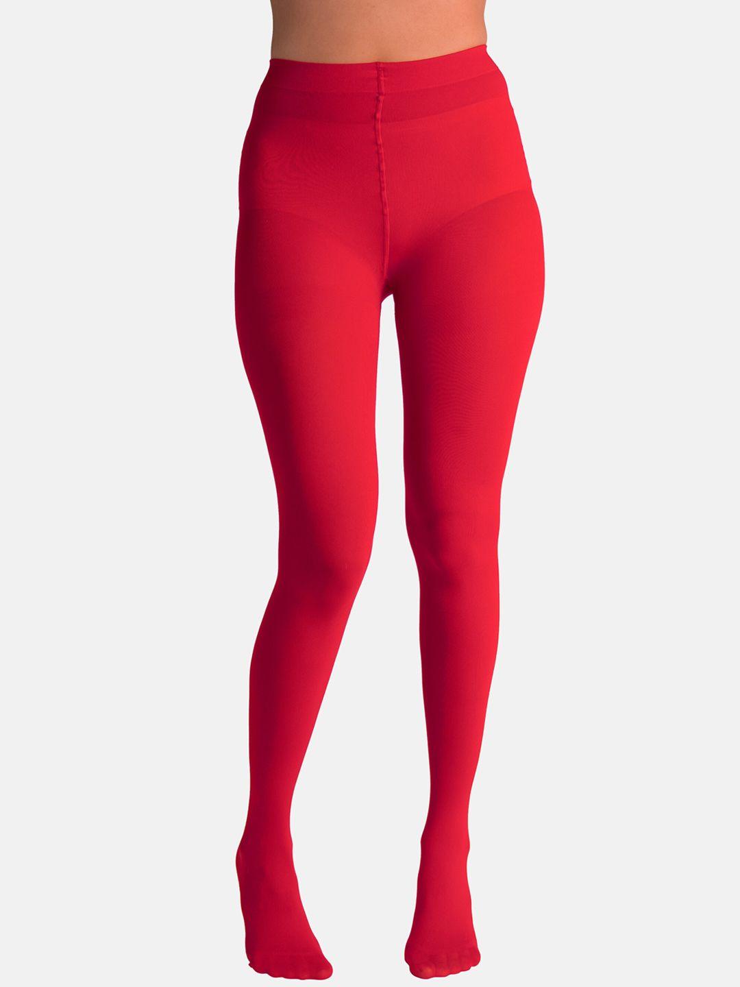 theater women red solid stockings