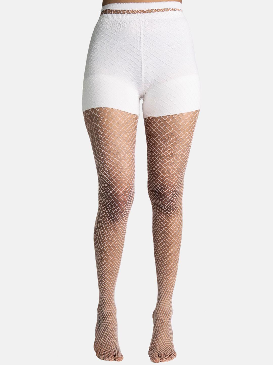 theater women white solid fish net stockings