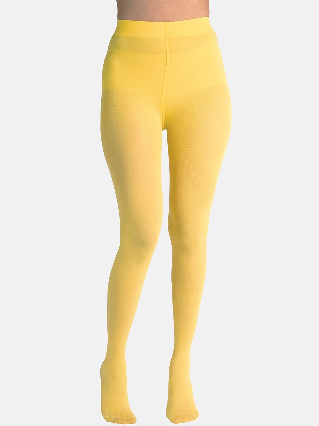 theater women yellow solid opaque stockings