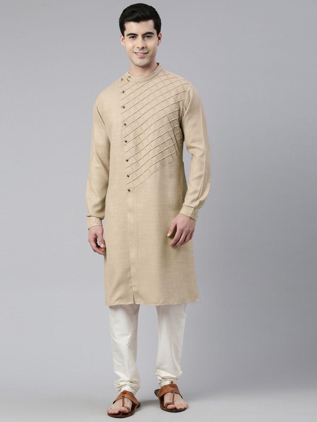 theethnic co self design angrakha denim pure cotton kurta with churidar