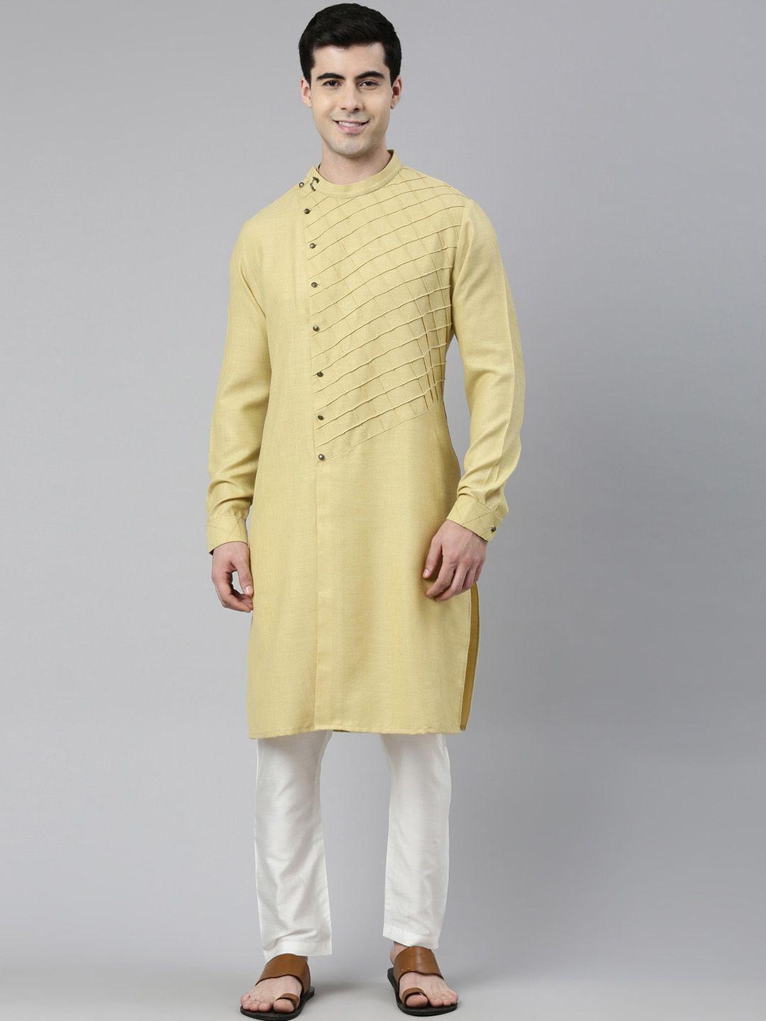 theethnic co self design angrakha pure cotton kurta with churidar